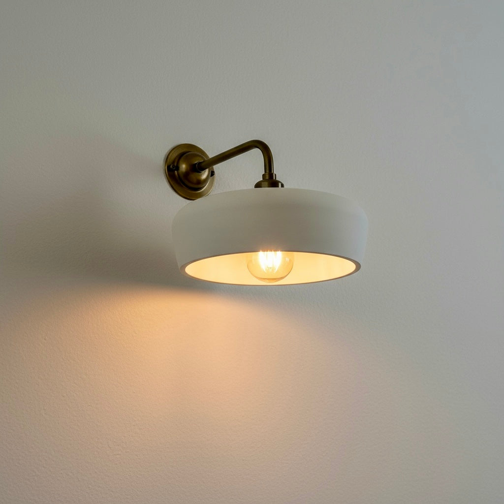 CRINIS handcrafted plaster wall sconce with brass arm