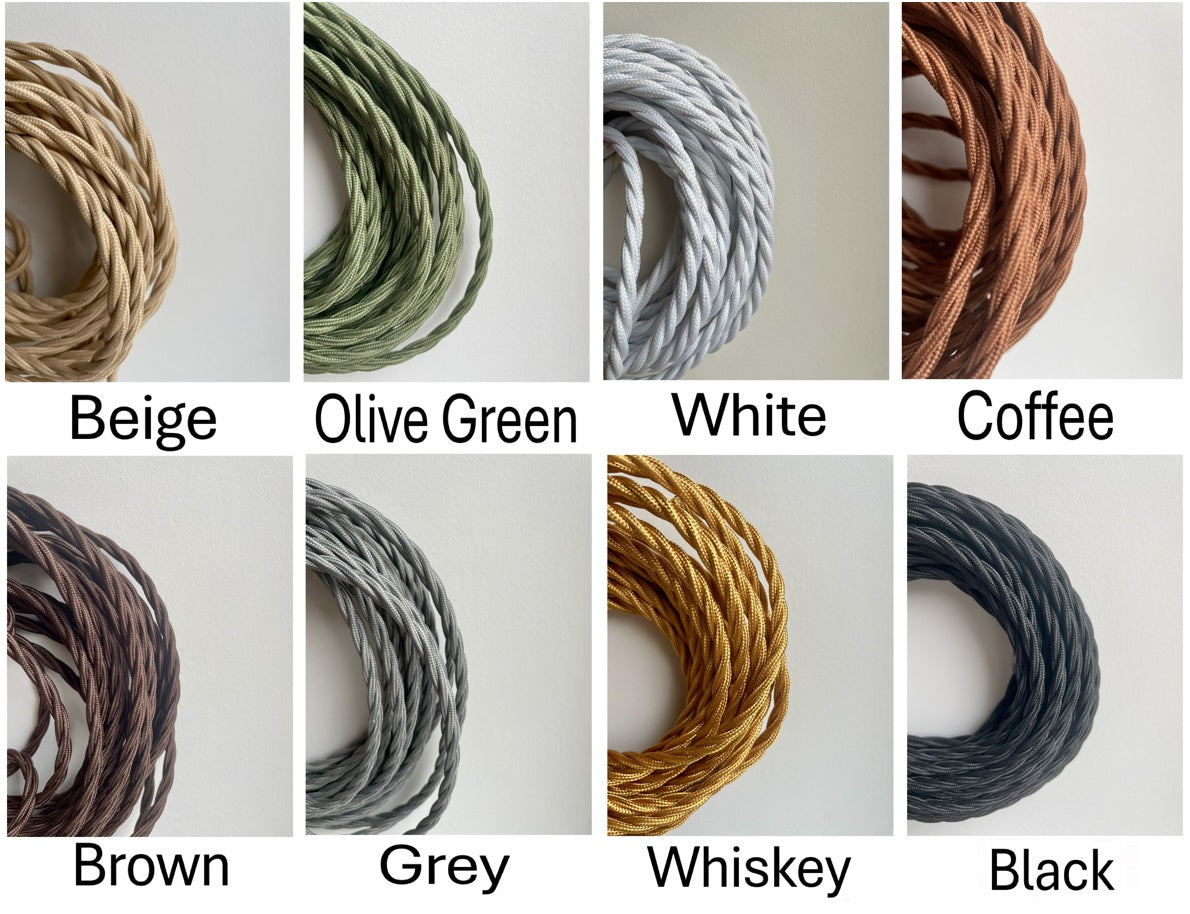 Collection of twisted cord in various colors with labels below each.