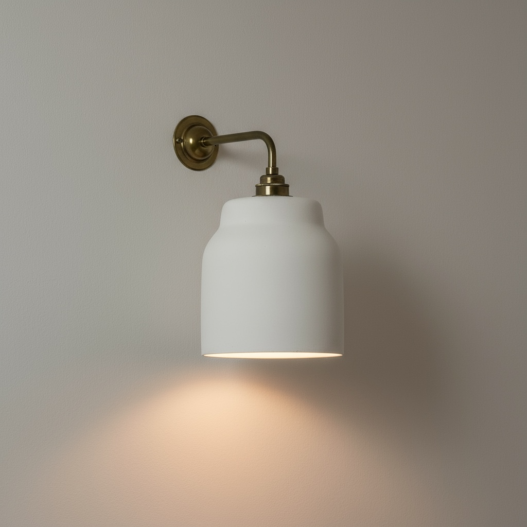 minimalist wall light with white shade