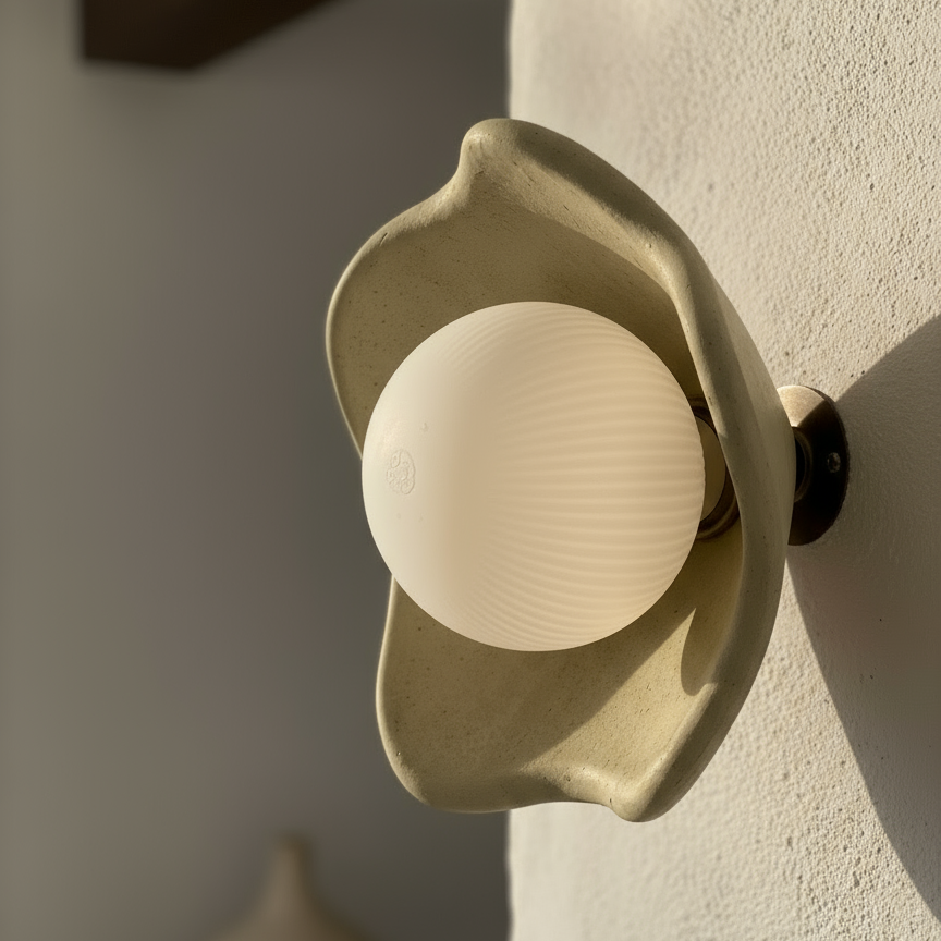 Decorative wall light fixture on a textured wall