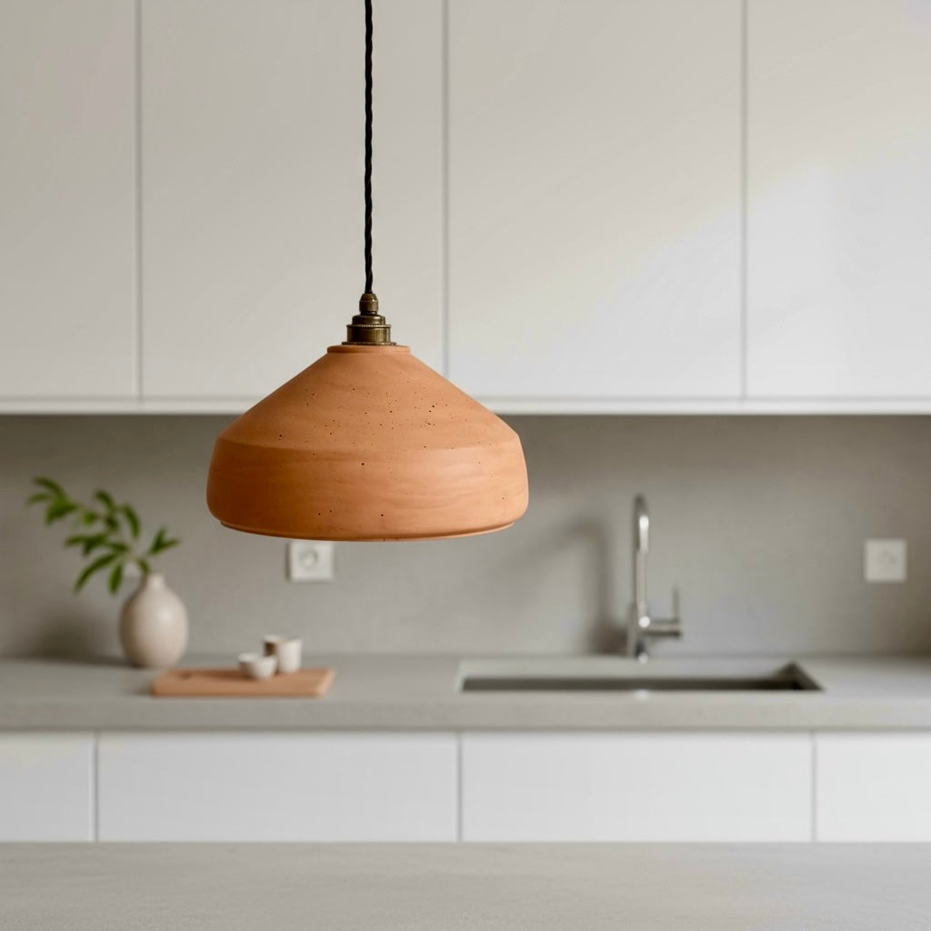 ZENO terracotta pendant lamp hanging in dining room