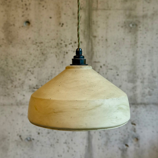 ZENO handmade plaster pendant light in olive green finish
