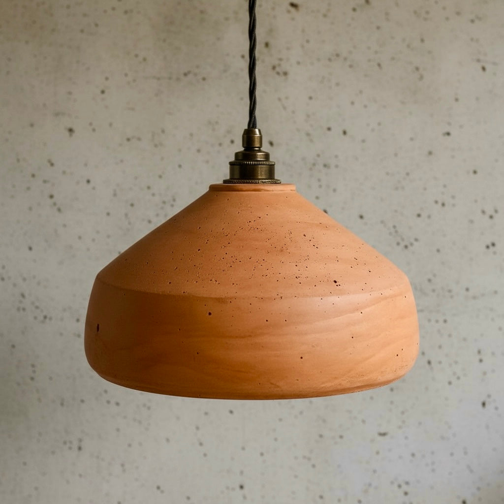 ZENO handmade plaster pendant light in terracotta finish