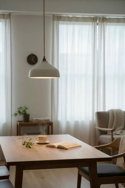 ZENO snow white pendant lamp hanging in dining room