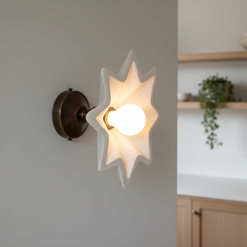 Star-shaped wall sconce in a kitchen setting