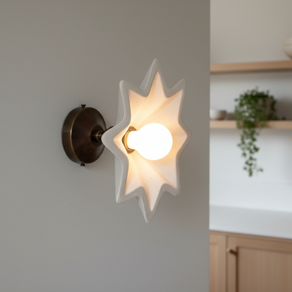 Star-shaped wall sconce in a kitchen setting